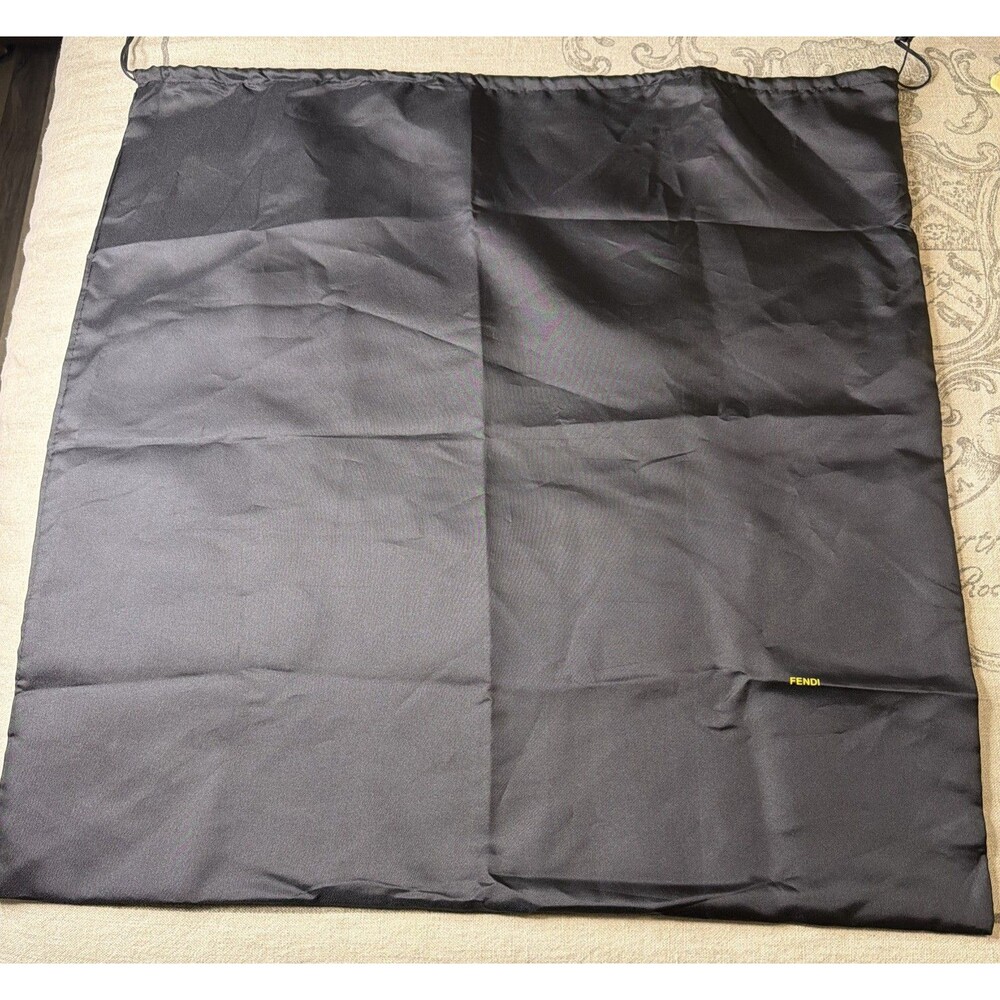 Authentic Vintage Fendi XL Dust Bag 27.5”x27.5” Brown Satin Interior Yellow Logo